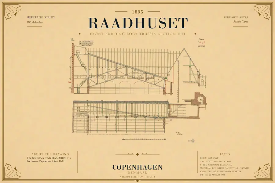 FRONT BUILDING ROOF TRUSSES, SECTION H-H