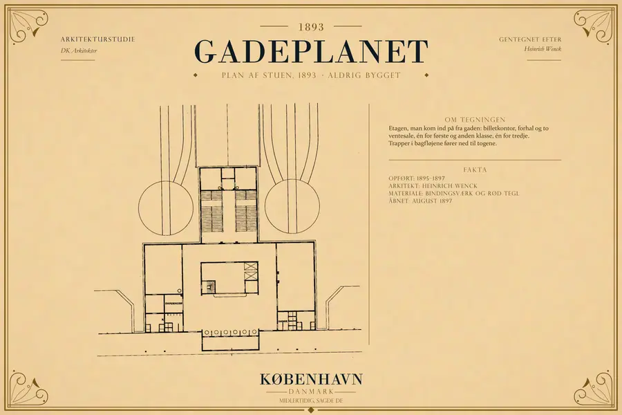 PLAN AF STUEN, 1893 · ALDRIG BYGGET