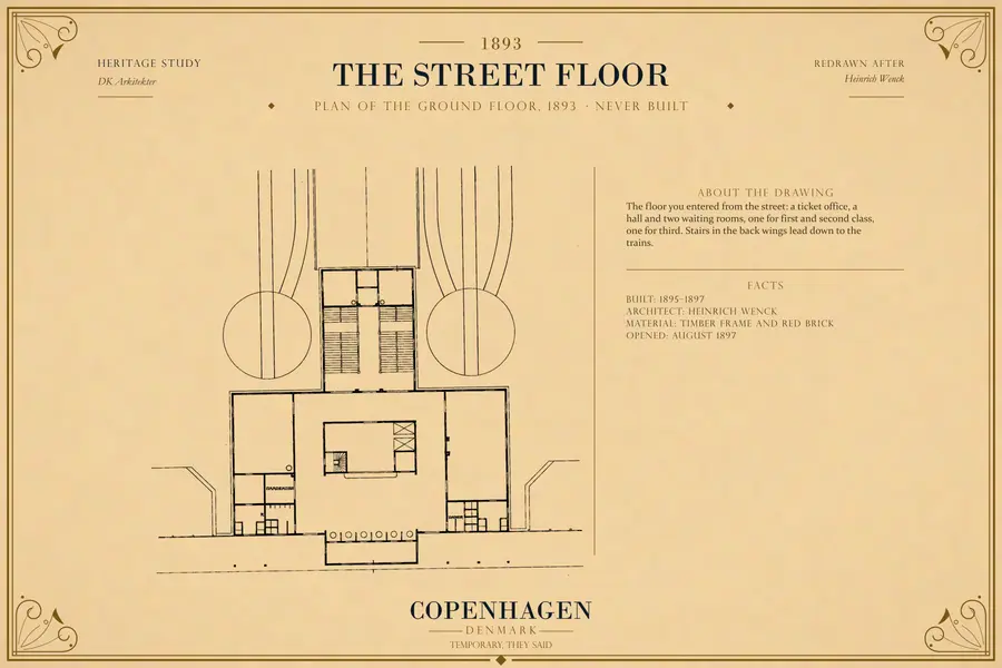 PLAN OF THE GROUND FLOOR, 1893 · NEVER BUILT