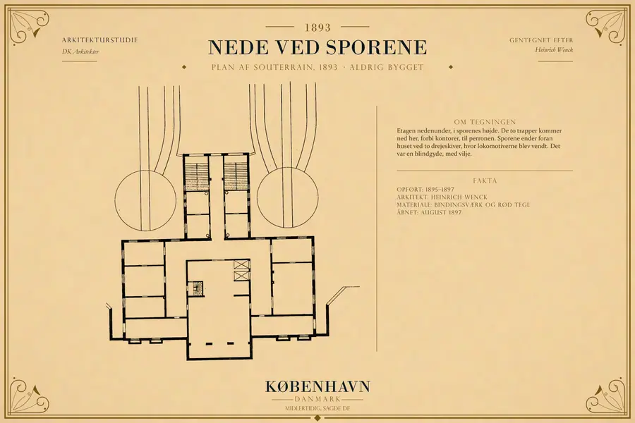PLAN AF SOUTERRAIN, 1893 · ALDRIG BYGGET