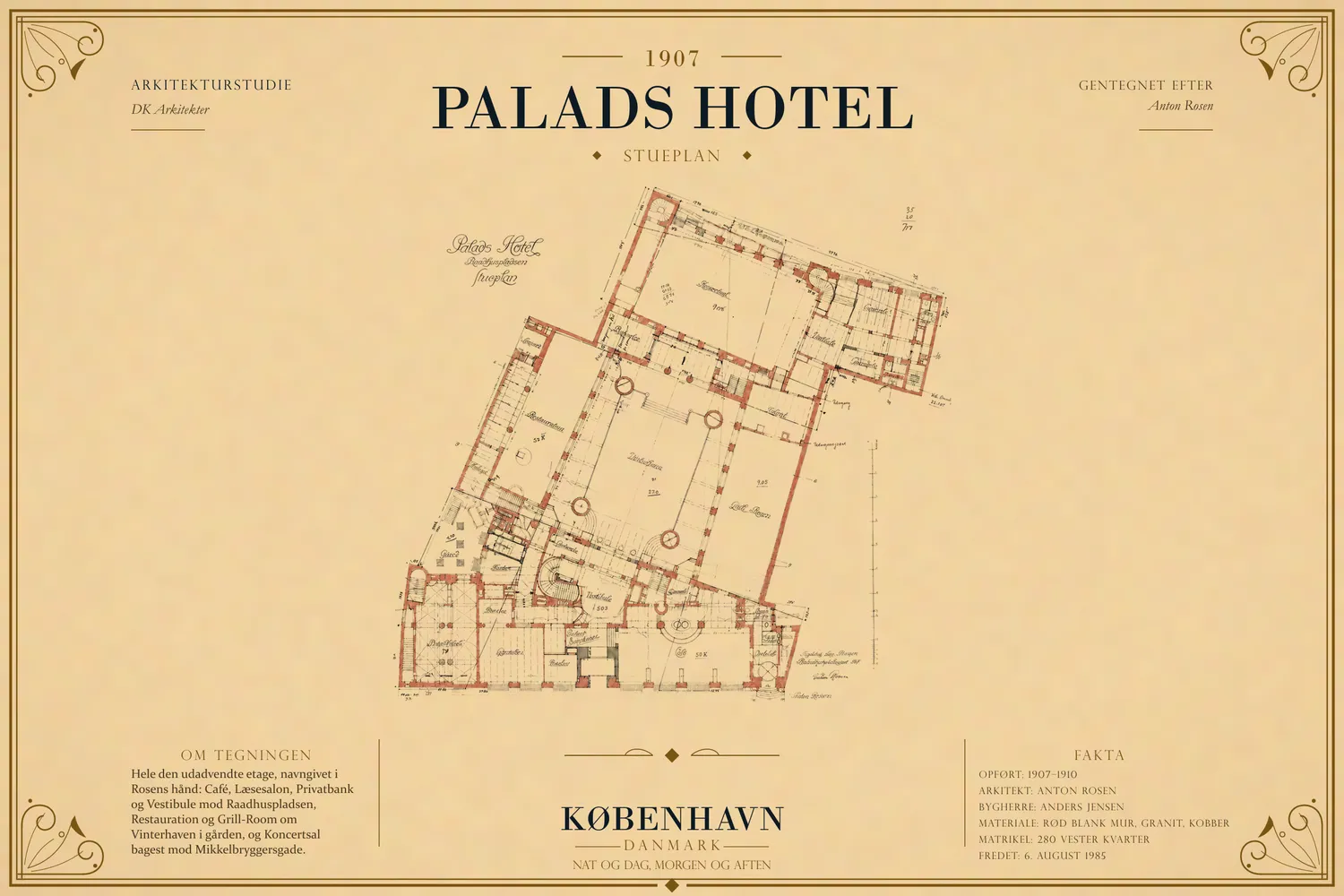 Stueplanen fra august 1907, gentegnet.